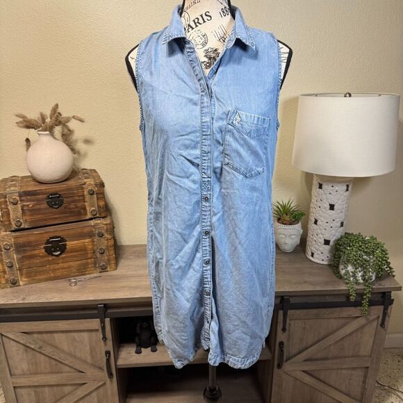 Abercrombie & Fitch Dresses & Skirts - Abercrombie and Fitch Y2k Denim Shirt Mini Dress Sz S Sleeveless Preppy Casual